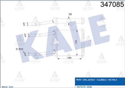 Opel Astra Kalorifer Radyatörü Radyatör A OEM 1806116